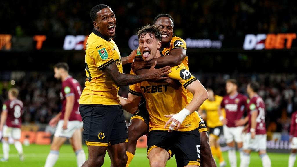Wolves 3-2 West Ham: Jorgen Strand Larsen brace off the bench sends side through to Carabao Cup third round